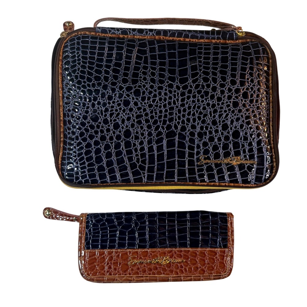 Samantha Brown Faux Alligator Croc Travel Organizer VTG 90s Passport Wallet Set